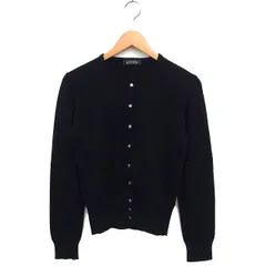 マカフィー MACPHEE トゥモローランド ウール カーディガン ニット リブ クルーネック 長袖 黒 ブラック /NT13