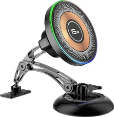 0318 スマホホルダー 車載ホルダー mag-safe対応 15W急速充電業界改良磁気吸引式+4軸1440°自由調節アーム 車 スマホスタンド カー用品 携帯ホルダー 車 超強力真空吸盤 片手操作 安定性拔群 車載スマホホルダー 自由調節 1414_876