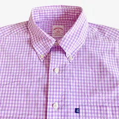 【M】Brooks Brothers（ブルックスブラザーズ）346 ポロカラーBD（ボタンダウン）シャツ チェック / Cotton 100% ポケット付 マレーシア製 メンズM相当