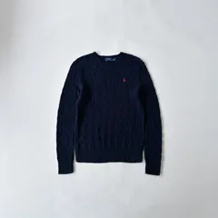 ポロラルフローレン ケーブル編み コットンニット セーター ネイビー S