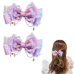 【特価】Doyime 蝶結び ヘアピン 2個セット ヘアクリップ ヘアークリップ ゴスロリ 髪飾り ヘアアクセサリー ヘッドドレス 可愛い 子供 キッズ 和装 誕生日 髪留め おしゃれ 成人式 入学 卒業式 結婚式 ヘアクリップ