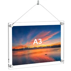 BValley 透明アクリルフォトフレーム 写真立て、額縁、スタンドタイプ 写真フレーム、両面透明 ピクチャー、ポスター 横縦置き兼用 (297x420mm A3判)　美品　おすすめ