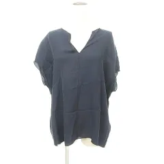 ヴィンス VINCE 美品 シースルー シルク ブラウス シャツ スキッパー 半袖 紺 ネイビーのサムネイル