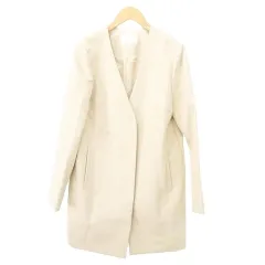 エムプルミエ M-Premier ノーカラー ロング コート 日本製 34 XSサイズ ライトベージュ ■YHS8