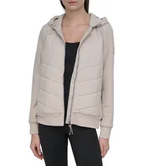 ダナキャラン レディース アウター コート ジャケット DKNY Sport by Donna Karan Lightweight Hybrid Full Zip Jacket Oat