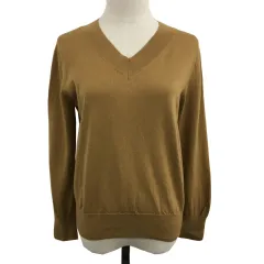 グローバルワーク GLOBAL WORK セーター ニット プルオーバー Vネック 無地 ウール 長袖 L 茶 ブラウン