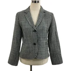 アクアドール AQUA DOREE ジャケット テーラード シングル 千鳥格子 ウール 長袖 40 黒 白 ブラック ホワイト