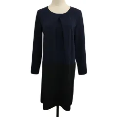 ロペピクニック ROPE Picnic ワンピース Iライン ミニ 切替 無地 長袖 38 紺 黒 ネイビー ブラック