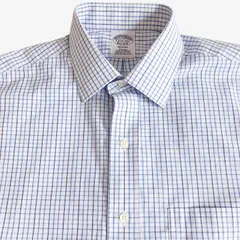 【15 1/2-32】Brooks Brothers（ブルックスブラザーズ）ワイドカラーシャツ チェック / Regent Fit / Non-Iron / American Supima Cotton 100% ポケット付 メンズM相当