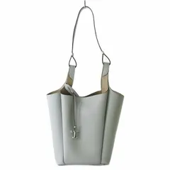 トッズ TOD'S 新品同様 バケット バッグ レザー T タイムレス ハンドバッグ トート イタリア製 スモール グレー ナチュラル