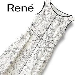 Ren<!-利用不可文字-!> ルネ ホワイト 38 Mサイズ相当 花柄 ワンピース 膝丈 ノースリーブ TISSUE社製生地 イタリア製生地使用 日本製 上質素材 レディース エレガント フェミニン 華やか 夏 Aライン 0001241OC