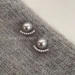 ピアス シルバーカラー フェイクパール グレー ラインストーン アクセサリー 前撮り プリンセス 可愛い コスプレ フェミニン 結婚式 花嫁 二次会 ガーリー パーティー ウェディング お呼ばれ 食事会 ディナー 演奏会
