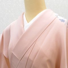 新品 しつけ糸つき 色無地 絽 一つ紋 夏着物 薄物 アースカラーピンク
