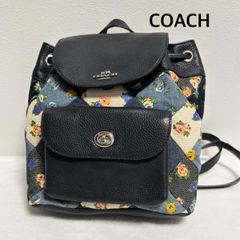 COACH コーチ リュック デニム パッチワーク レザー 花柄 希少 美品