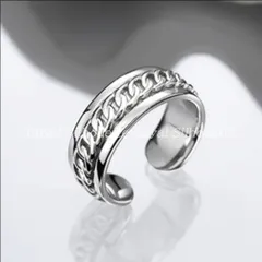 リング 指輪 銀色 シルバーカラー チェーン お洒落 アクセサリー シンプル フリーサイズ 豪華 きれいめ 可愛い レディース ジュエリー 大人かわいい デイリー パーティー 個性的