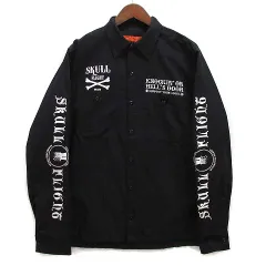 スカルフライト SKULL FLIGHT レッドキャップ RED KAP 長袖 ワークシャツ F HEAD WING ブラック 黒 M SFS22-006のサムネイル