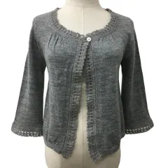 テチチ Te chichi カーディガン ニット 無地 ウール モヘヤ混 七分袖 グレー