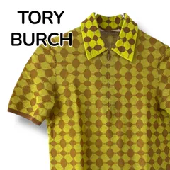 TORY BURCH トリーバーチ イエロー レディース トップス 半袖 ポロシャツ ジャカード編み レトロ ニットポロシャツ【XSサイズ】0001245OCのサムネイル