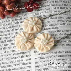 【新品】【SAWA サワ】オーガニック コットン生地 丸モチーフ 3連 ネックレス (te-n-50)レディース アクセサリー ナチュラル シンプル ホワイト 大人可愛い ハンドメイド ギフト プレゼント 母の日 クリスマス