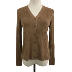 テチチ Te chichi カーディガン ニット Vネック 無地 カシミヤ混 長袖 フリー 茶 ブラウン