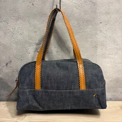 agnes b. アニエスベー ボヤージュ　デニム ハンドバッグ ミニボストン レザー切替 ネイビー Blue Box3 745