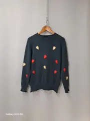 ハート刺繍ニット ブラック