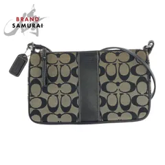 COACH コーチ シグネチャー ブラック グレー シルバー金具 キャンバス/レザー A06W-6338 ショルダーバッグ ポシェット レディース 600264【中古】