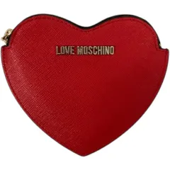 ラブモスキーノ LOVE MOSCHINO ポーチ 小銭入れ 財布 ハート型 ブランドロゴ 天然革 ゴールド金具 無地 赤 レッドのサムネイル
