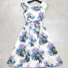 美品✨LAURA ASHLEY  ローラアシュレイ 花柄 フレアワンピース  リボンベルト付 11 L