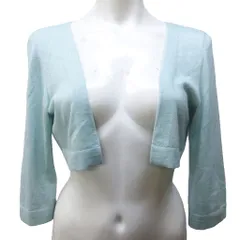 フォクシーニューヨーク FOXEY NEW YORK パーフェクトボレロ ニット カーディガン カシミヤ シルク混 カシシル 7分袖 40 約M 水色 ライトブルー 系 29533 IBO89 0303