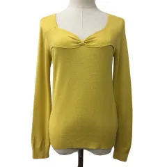 グローブ grove セーター ニット Vネック プルオーバー 無地 長袖 L 黄 イエロー