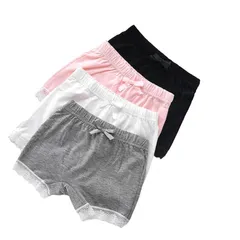 【新品】 [eipatu] 子供用 女の子 パンツ 3点/4点セット ボクサーパンツ インナー ボクサー キッズ ジュニア 肌着 純色 リボン ガールズ 子供 ショーツ コットン 幼稚園 保育園 (100, A/4点セット)