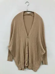 カーディガン/ボレロ M ベージュ コットン リネン・麻 無地 ミドル丈 長袖
