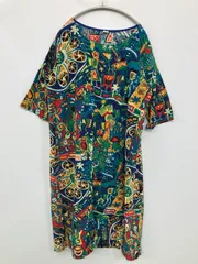 素心 ワンピース ネイビー その他総柄 半袖 ひざ丈 フレア