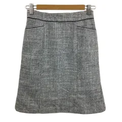 23区 オンワード樫山 スカート 台形 ひざ丈 ラメ ツイード調 32 グレー 黒 ブラック