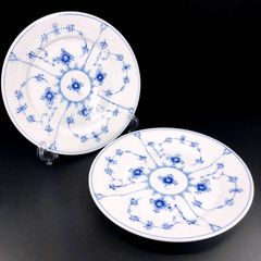 ロイヤルコペンハーゲン ブラックフルーテッド ハーフレース 22cm 二枚