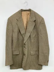 HUGO BOSS ヒューゴボス テーラードジャケット ベージュ ウール・ニット チェック柄 ミドル丈 フードなし シングル