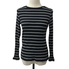 アーバンリサーチ ドアーズ URBAN RESEARCH DOORS カットソー ニット ラウンドネック プルオーバー ボーダー 長袖 M 黒 白 ブラック ホワイト