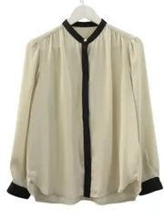 23区 オンワード樫山 バックサテンアムンゼン バイカラーブラウス 38 パールボタン アイボリー系 トップス 長袖