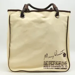 マリークヮント トートバッグ キャンバス 鞄 カバン ブランド レディース ホワイト×ブラウン MARY QUANT 【中古】