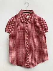 Blue Strive ブルーストライブ シャツ/ブラウス M レッド コットン チェック柄 ミドル丈 半袖 レギュラーカラー