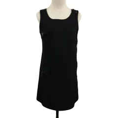 ジルスチュアート JILL STUART ワンピース ジャンパースカート Iライン ミニ 無地 ウール ノースリーブ 4 黒 ブラック