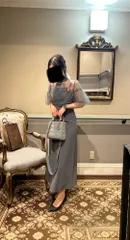 Leja レジャ ワンピース S ブラック 無地 ビジュー 半袖 袖なし ロング・マキシ丈 フレア