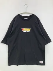 VISION STREET WEAR ヴィジョンストリートウェア Tシャツ/カットソー L ブラック 前面プリント バックプリント ブランドロゴ ミドル丈 半袖 クルーネック(丸首)