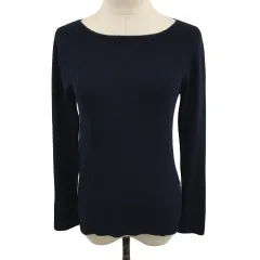 ナチュラルビューティーベーシック NATURAL BEAUTY BASIC セーター ニット プルオーバー ボートネック リブ 無地 長袖 M 紺 ネイビー