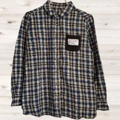 B1518 ハリスツイード Harris Tweed 長袖シャツ(9R) チェック 総柄 綿 ウール レギュラーカラーのサムネイル