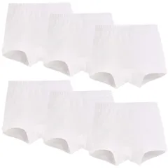【新品】 女児 ショーツ 無地 白 キッズ 女の子 ボクサー パンツ 下着 6枚セット ジュニアショーツ 綿100% 通気 幼稚園 子供服 短パン ベビー 100 110 120 130 140 150(白色6枚組,100)