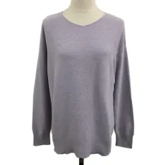 グローバルワーク GLOBAL WORK セーター ニット プルオーバー Vネック 無地 ナイロン 長袖 S 紫 ラベンダー パープル