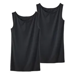 【新品】 [ニッセン] タンクトップ レディース 超冷感ＡＩＲ 丈長め2枚組（接触冷感・吸汗速乾・ＵＶカット） 黒2枚(襟ぐり高め) 3L