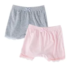 【新品】 [eipatu] 子供用 女の子 パンツ ガールズ 赤ちゃん インナー ボクサー キッズ ジュニア 肌着 リボン 子供 コットン ショーツ 2点セット (120, グレー＆ピンク)